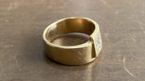 ゴールドリングのサイズ直し、修理前