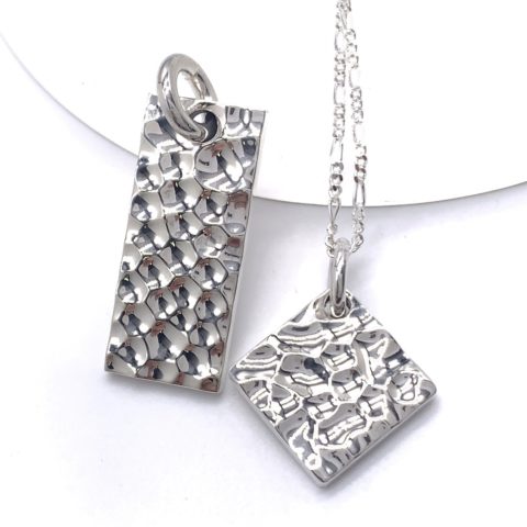 オーダーメイドネックレス、叩きデザイン、シルバー925製