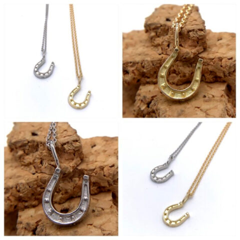 ホースシューのペアネックレス、K18、プラチナ