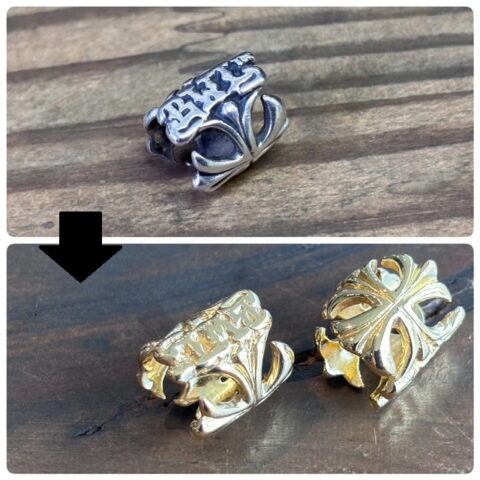 ビルウォールレザーの金メッキ加工